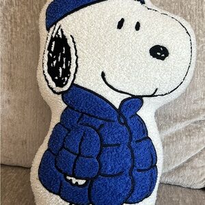 Snoopy Plush Pillow in Blue Puffer Jacket
